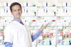 pharmacist showing medicines